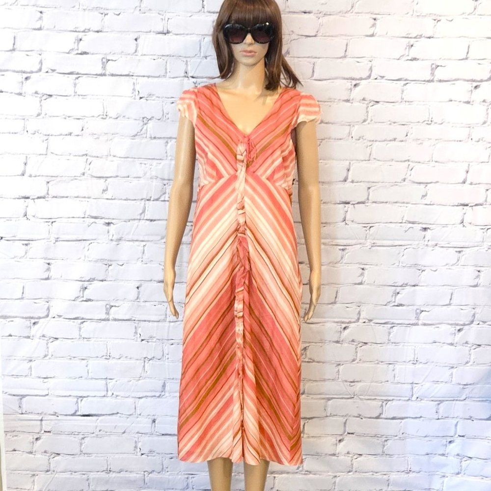 (3 for $30) J.CREW - Boho 100% cotton pink/peach striped dress - Picture 6 of 14